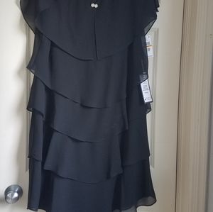 SLNY chiffon black dress
